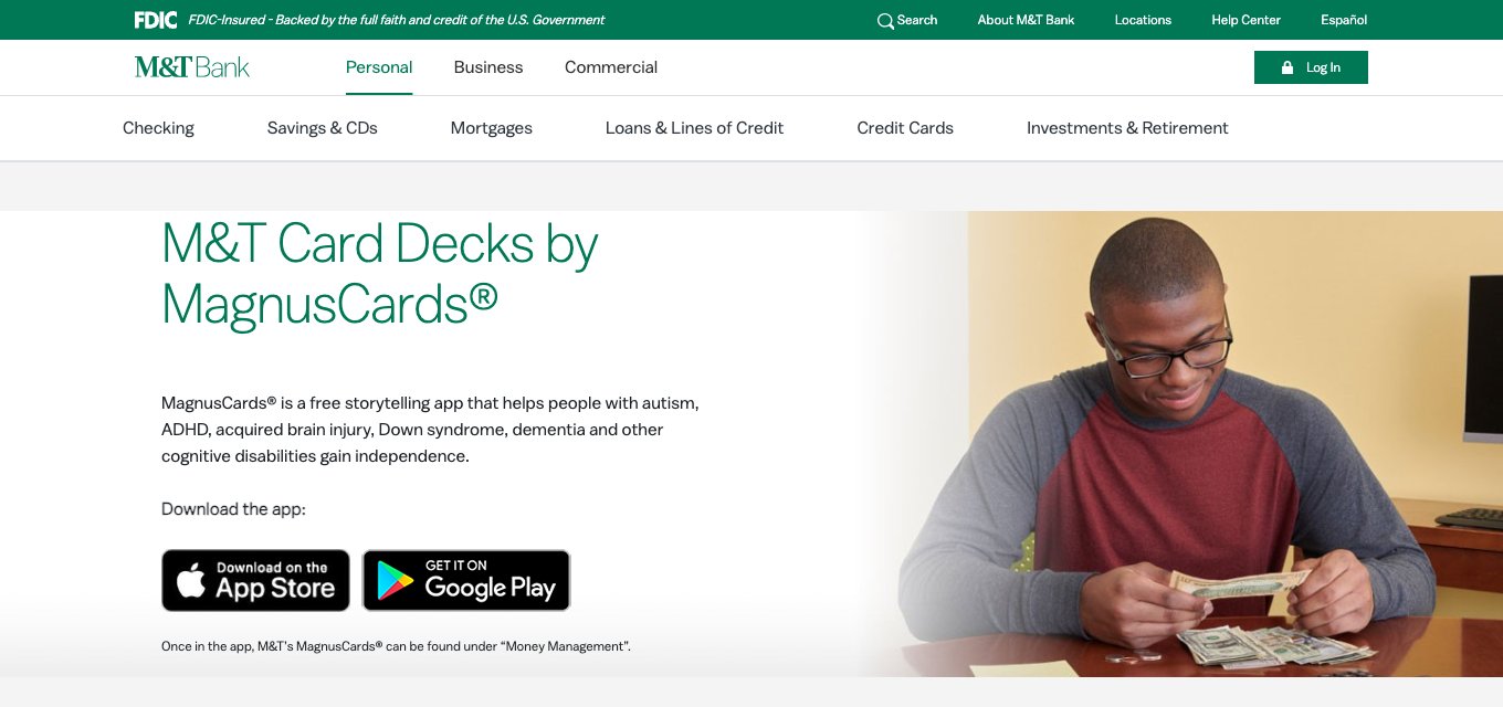 The M&T Card Decks page on the M&T Bank website.